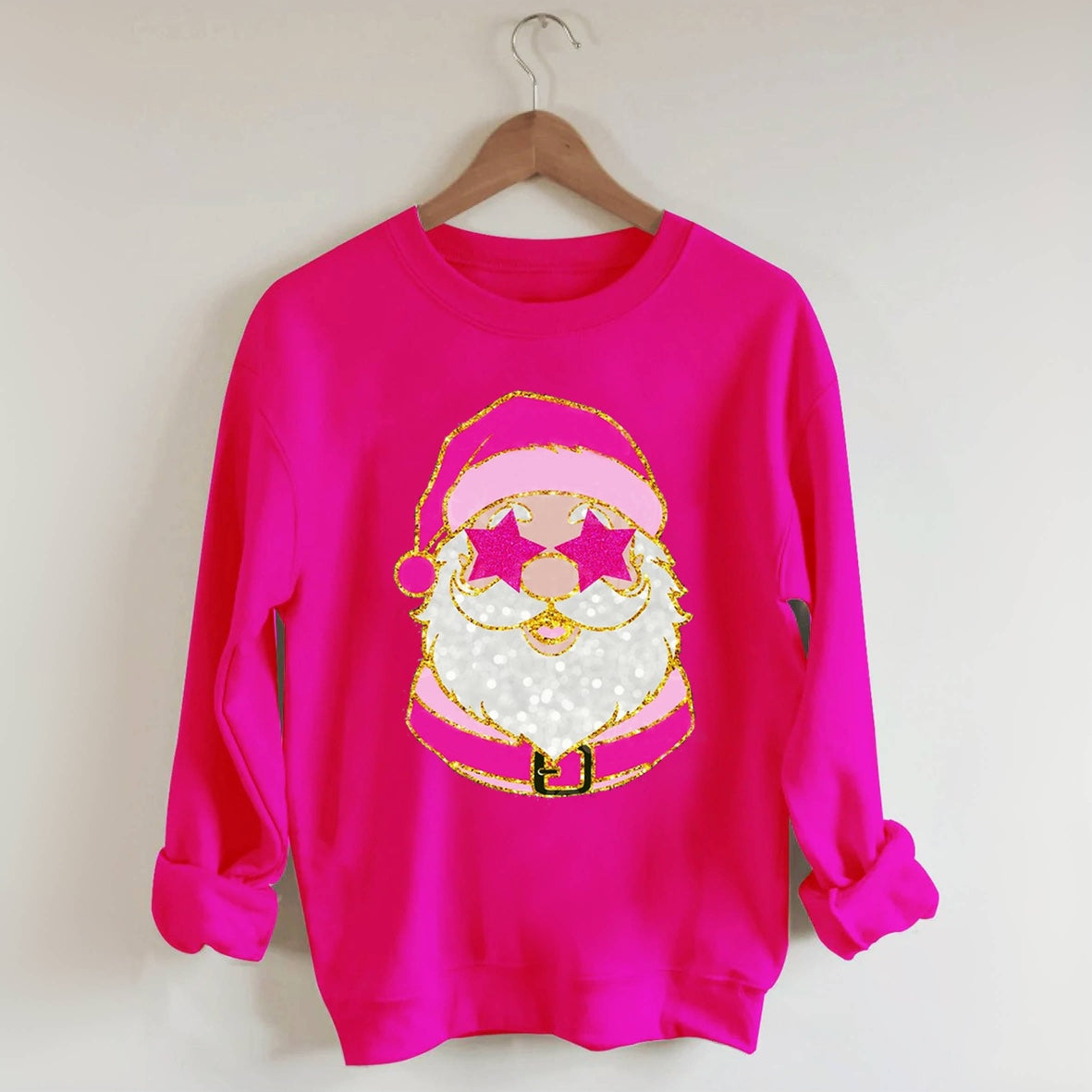 Santa with Pink Sunglasses Trendy Sweatshirt