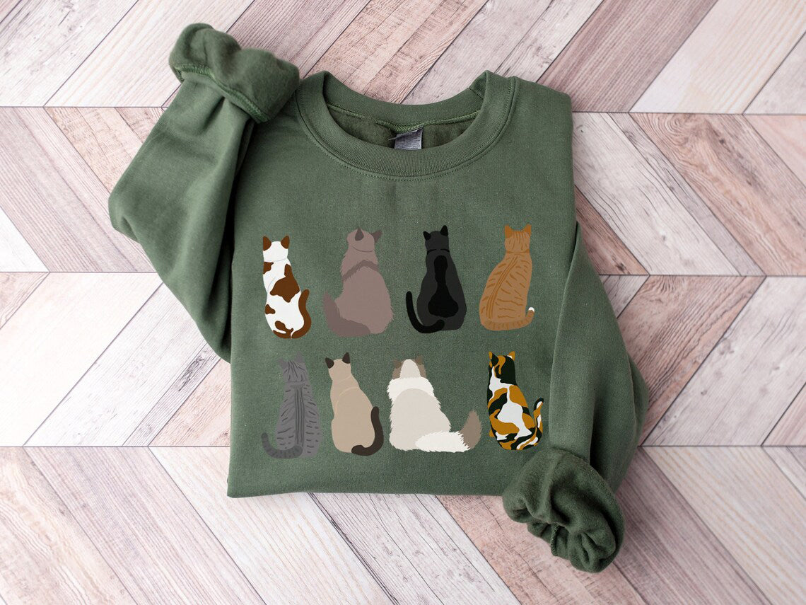Cats Printed Crewneck Sweatshirt