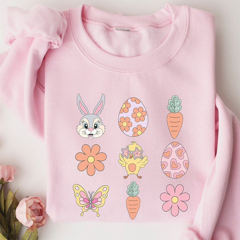 Happy Easter Elements Print Casual Sweatshirt