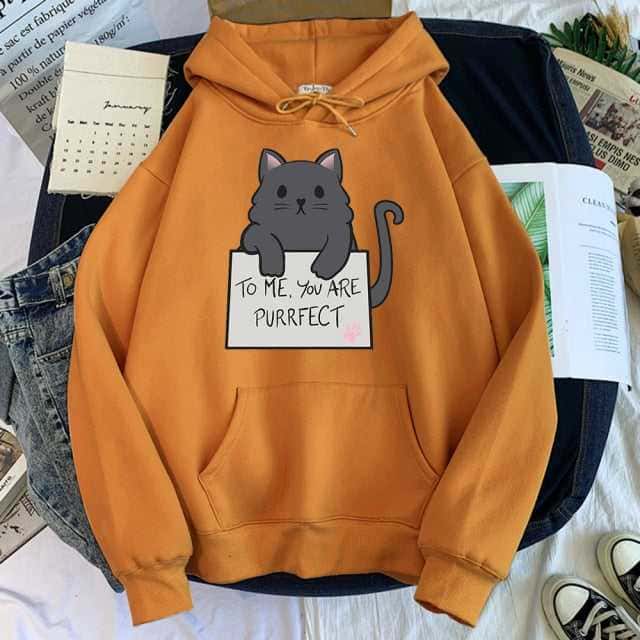 You Are Purrfect Cartoon Cute Cat Hoodie