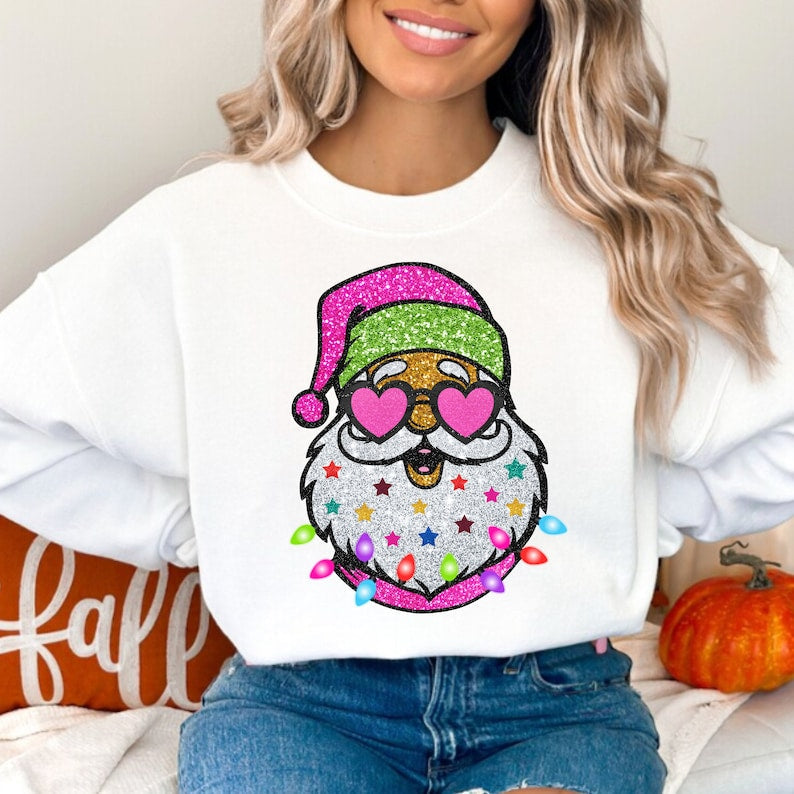 Santa with Sunglasses Trendy Sweatshirt
