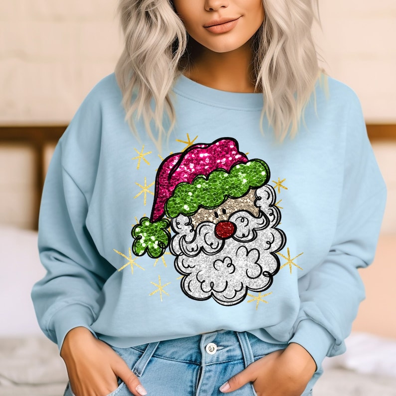 Faux Sequin Santa Sweatshirt