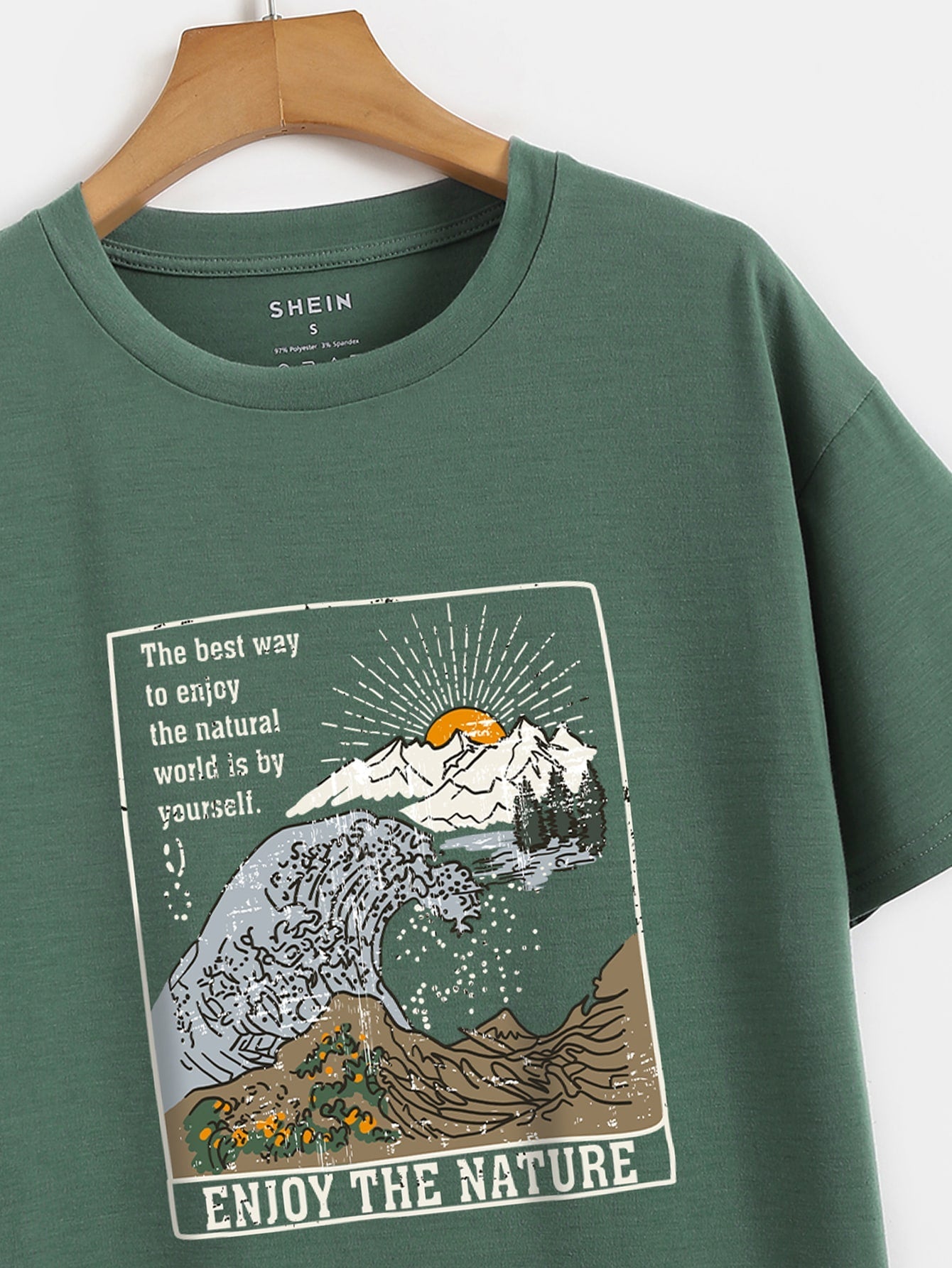 Waves And Slogan Graphic Casual T-shirt