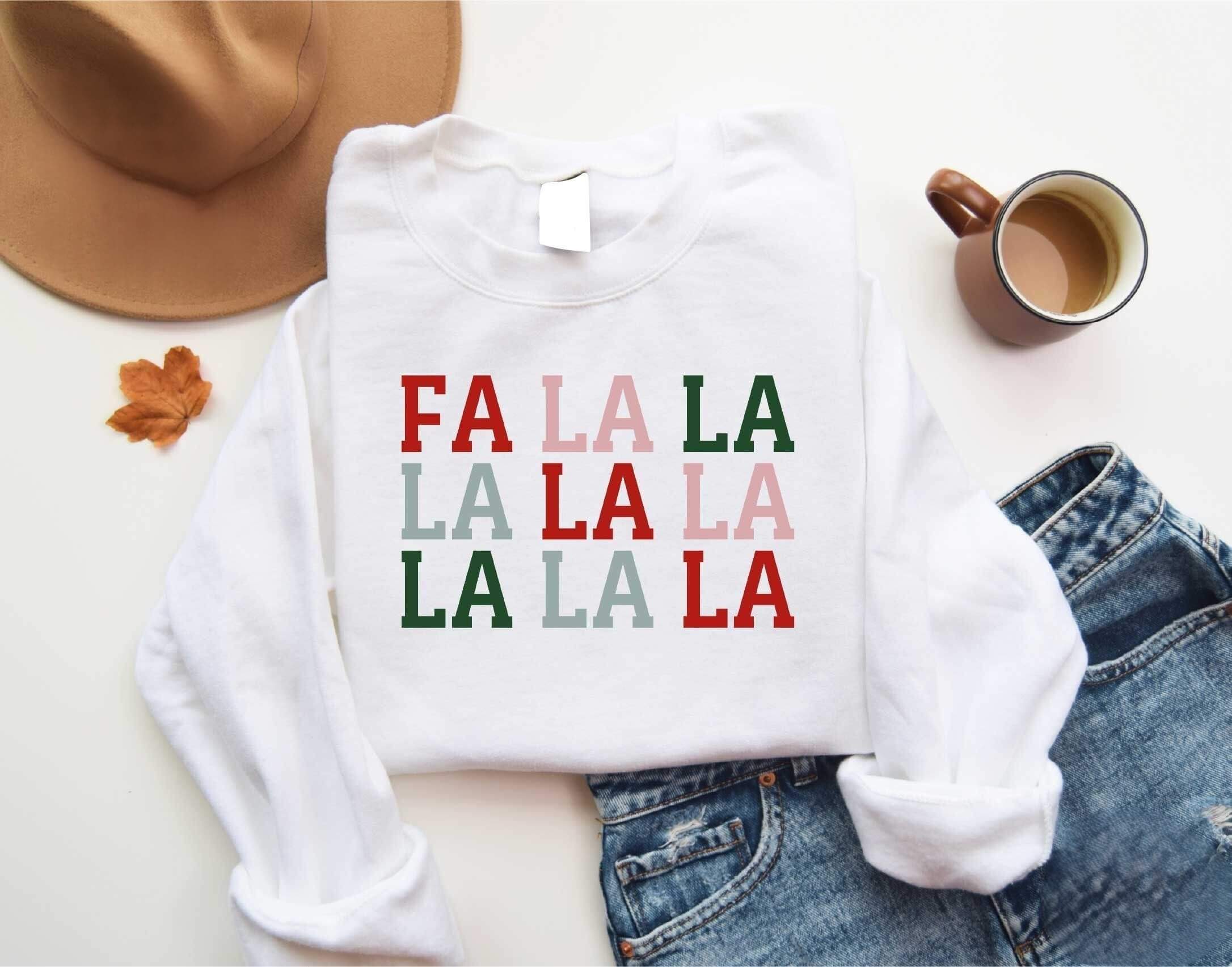 Fa La La Print Christmas Sweatshirt