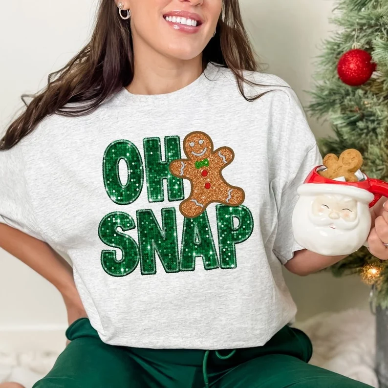 Oh Snap Gingerbread Print T-shirt