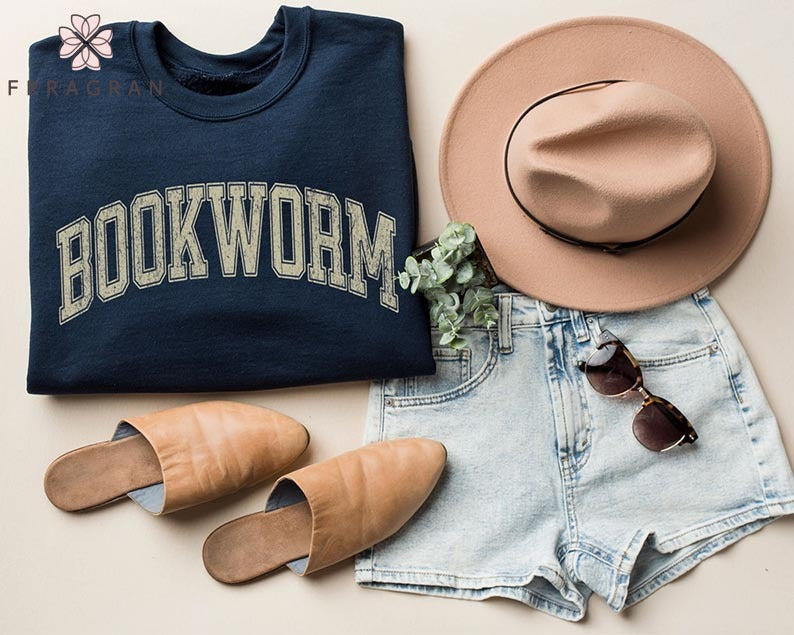 Bookworm Letter Print Crewneck Sweatshirt