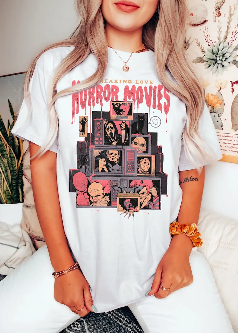Retro Horror Movies Halloween T-shirt